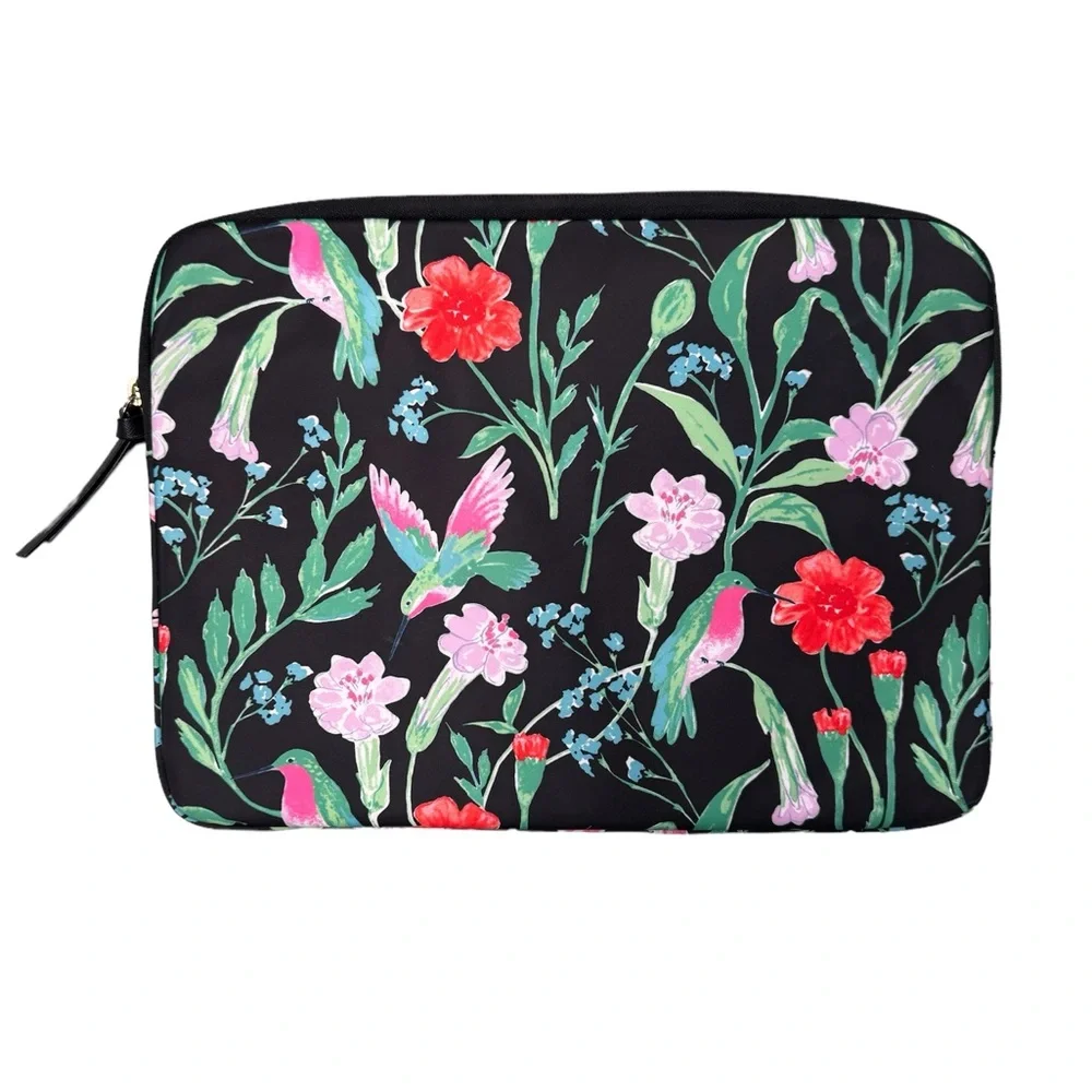 kate spade Floral Hummingbird Laptop Sleeve in Black, Pink, Green, Red